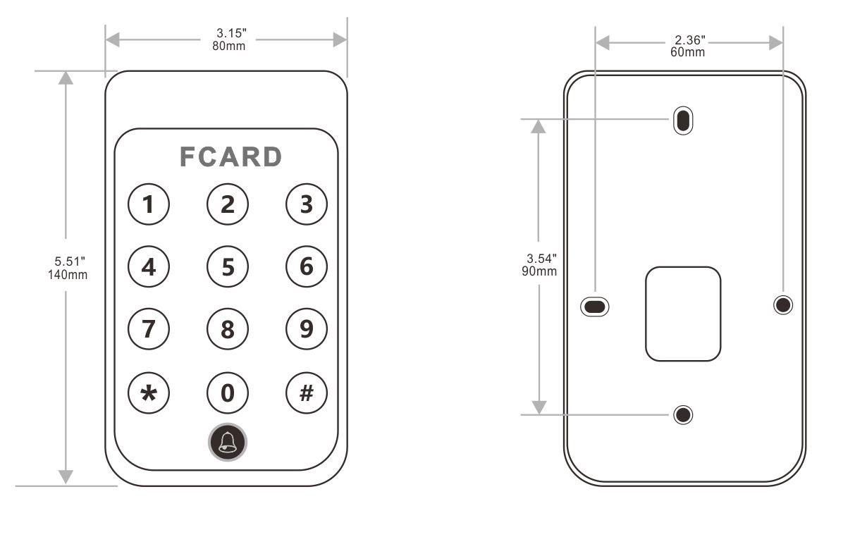 Keyboard Access Controller Product Size