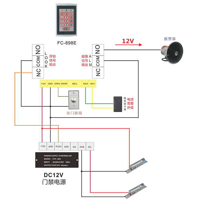 門禁一體機的接線圖