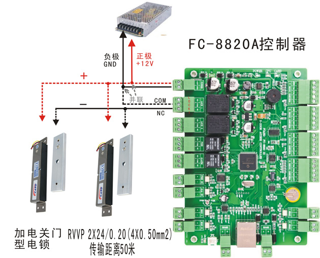 門禁控制器與磁力鎖的接線