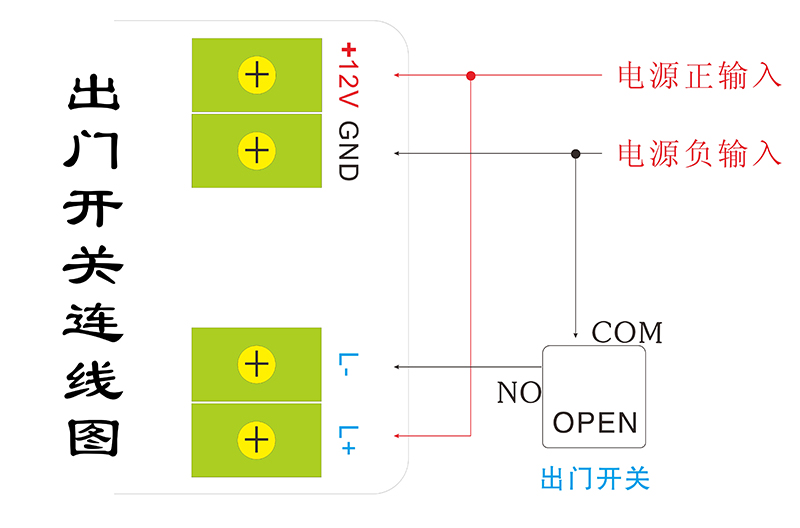 刷卡鎖出門開關連線圖